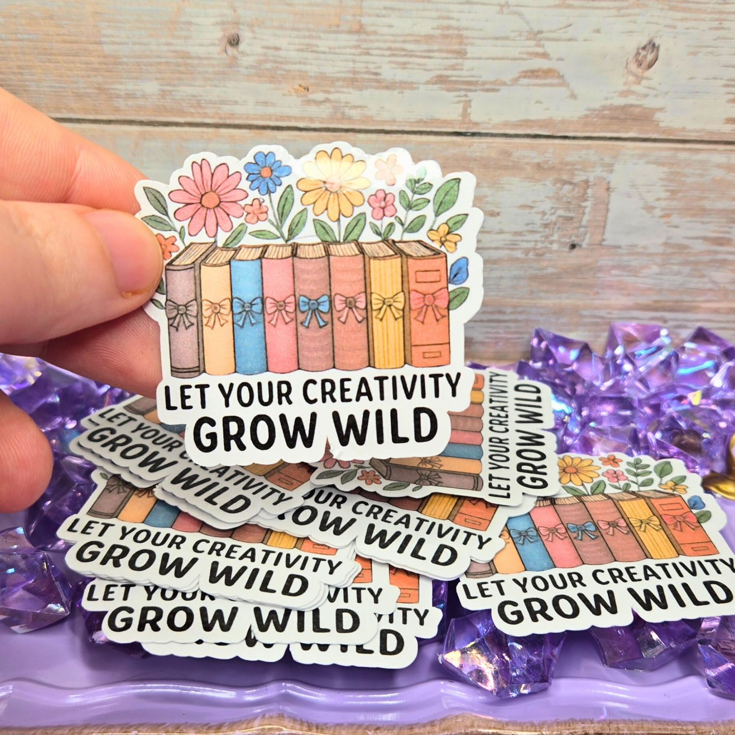 Grow Your Creativity Sticker - Wildflower Books Decal - Floral Reader Art - Inspirational Sticker - Laptop, Planner