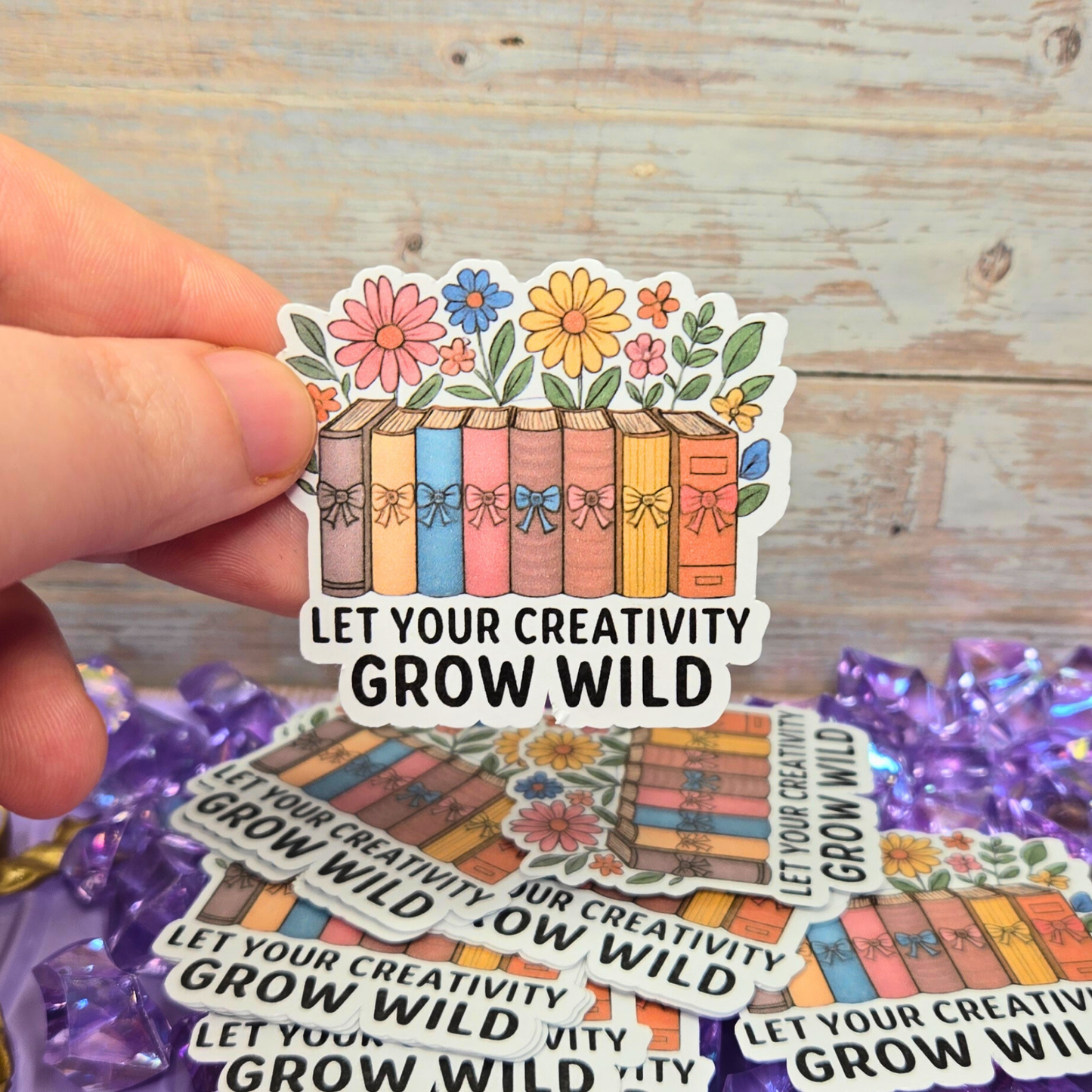 Grow Your Creativity Sticker - Wildflower Books Decal - Floral Reader Art - Inspirational Sticker - Laptop, Planner
