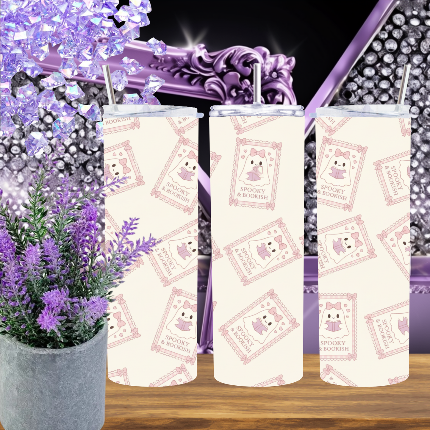 Spooky & Bookish Ghost Tumbler - Stainless Steel Insulated Cup for Readers