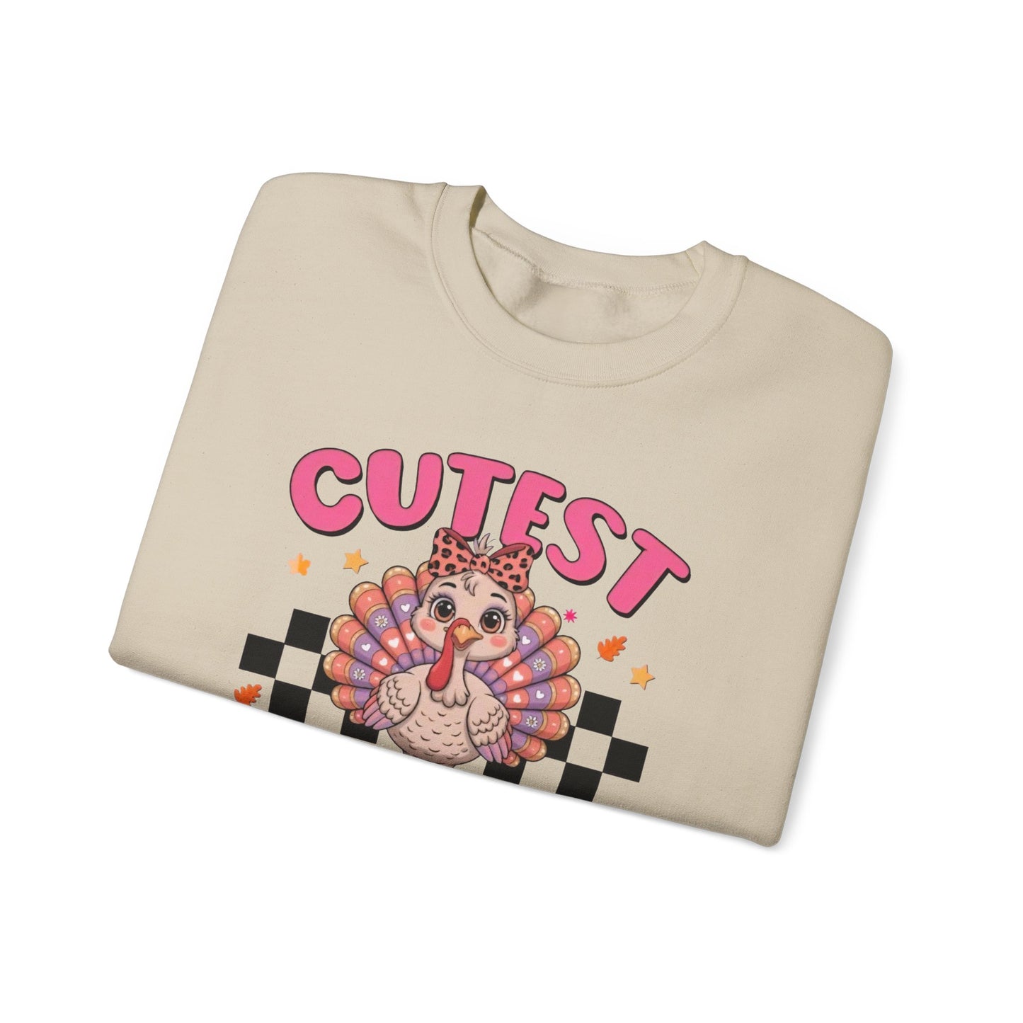 Chic Retro Turkey Thanksgiving Sweatshirt: Cutest At The Table – Cozy Crewneck in Purple, Pink, & More Colors for Holiday Family Gatherings