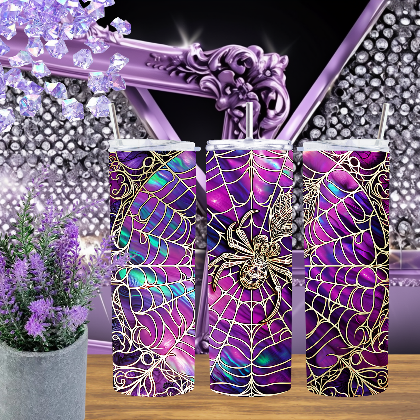 Spellbound Spider Web Halloween Tumbler – Handmade Spooky Drinkware