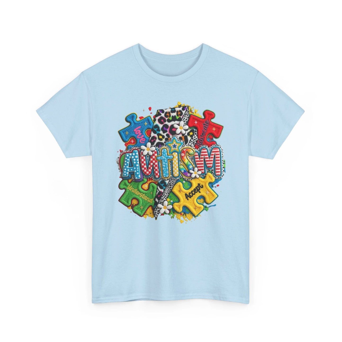 Autism Spectrum Puzzle Unisex Heavy Cotton Tee – Neurodiversity Awareness Gift Shirt by Printify