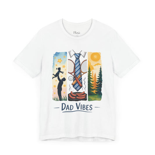 Father's Day T-Shirt Gift for Dads - Dad Vibes Tee with Outdoor & Sport Elements - Unique Present