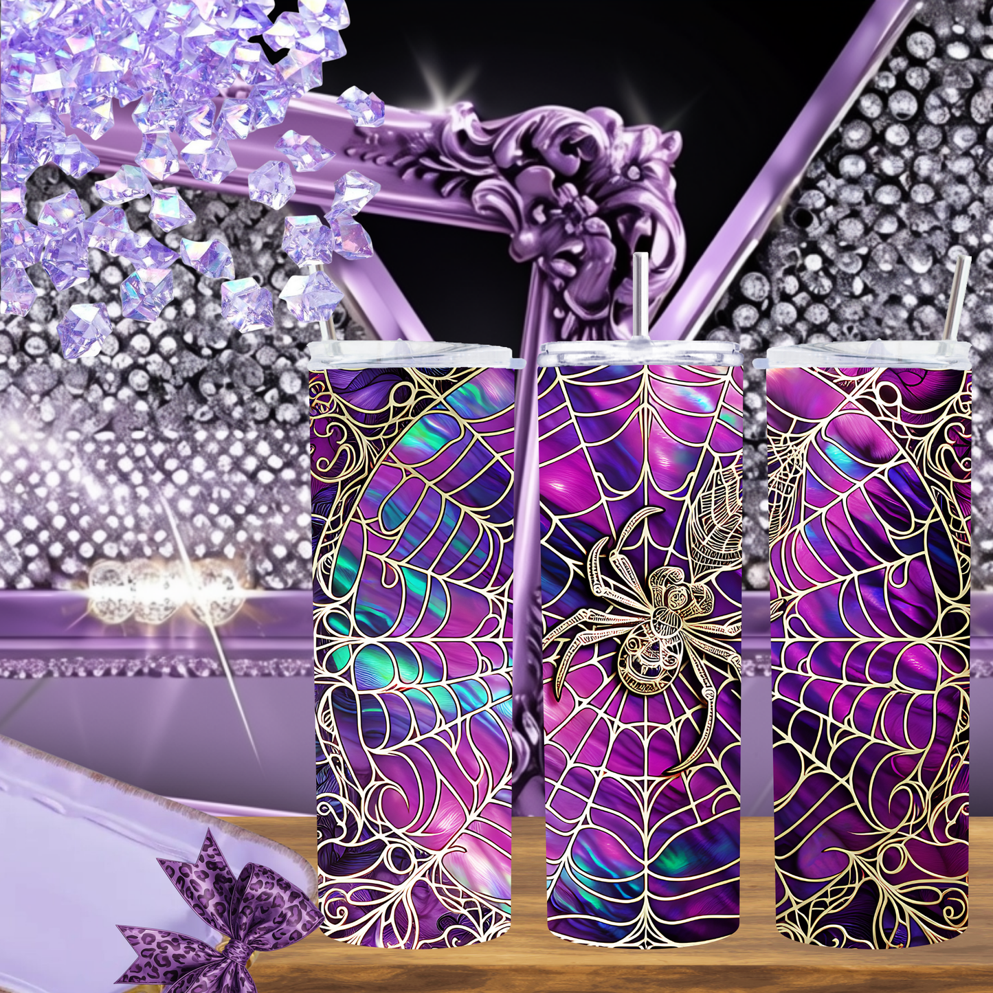 Spellbound Spider Web Halloween Tumbler – Handmade Spooky Drinkware