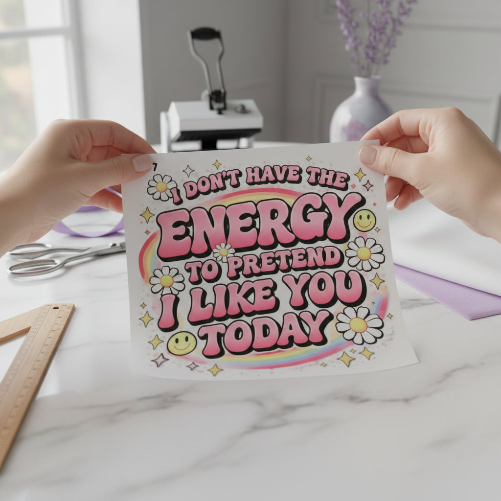 I Don't Have the Energy to Pretend I Like You 12x12 ready-to-press DTF heat transfer