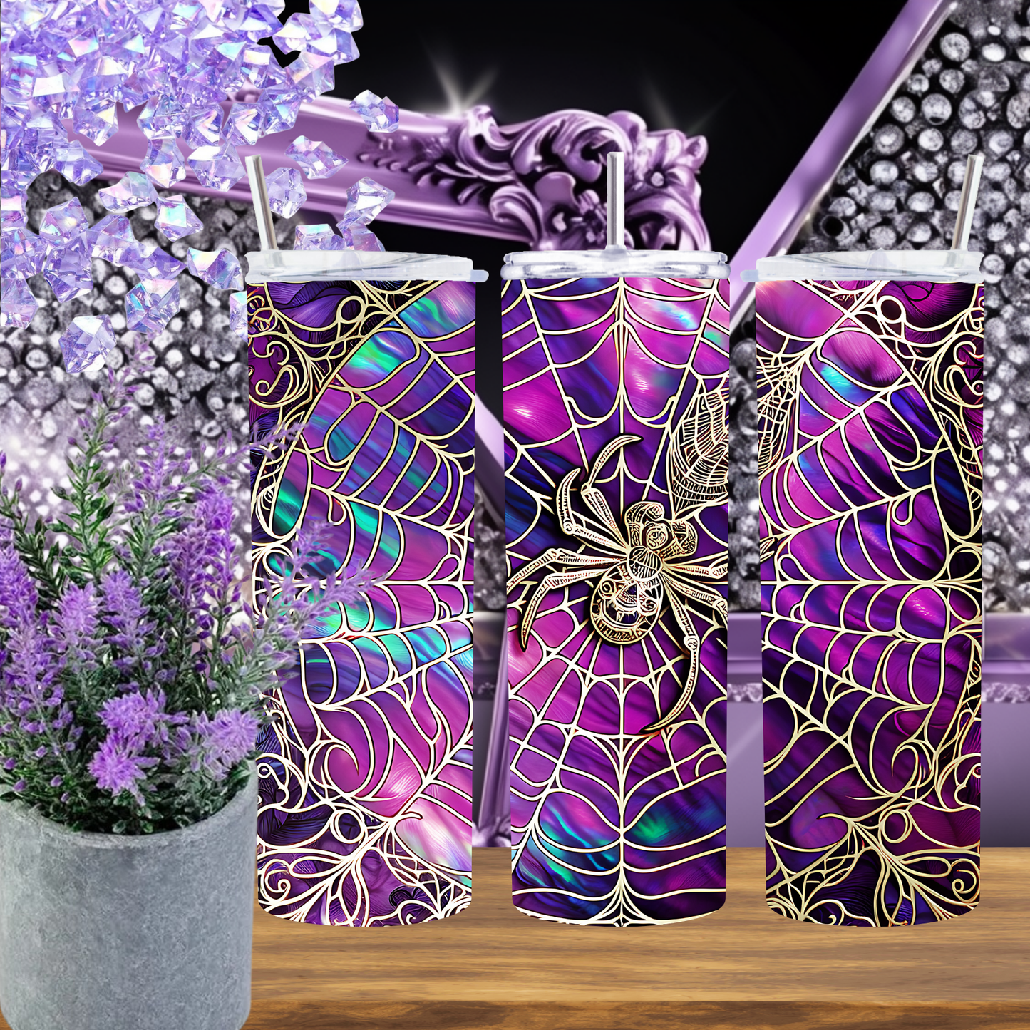 Spellbound Spider Web Halloween Tumbler – Handmade Spooky Drinkware