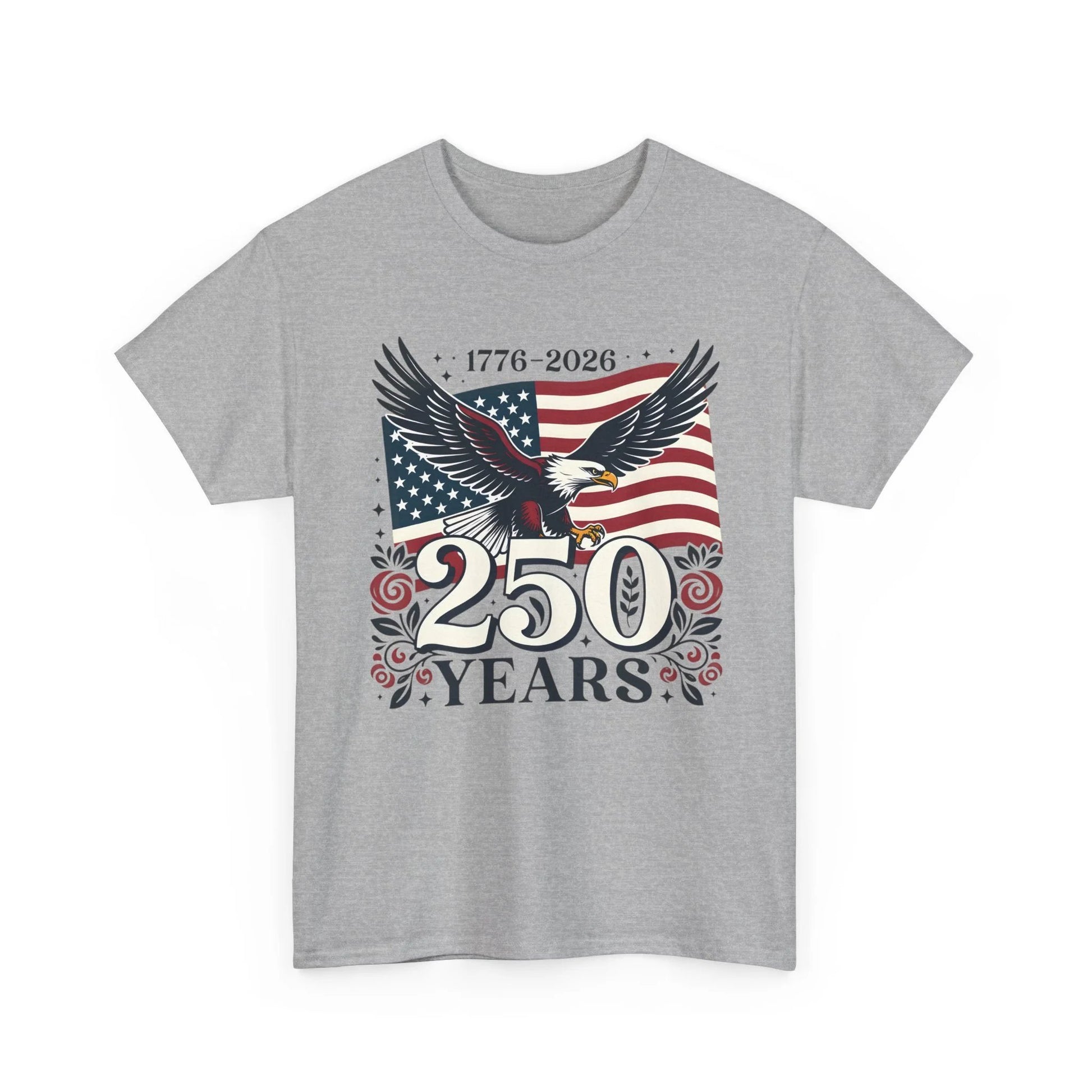 250 Years Eagle American Flag T-Shirt — 1776-2026 Patriotic Anniversary Tee by Printify