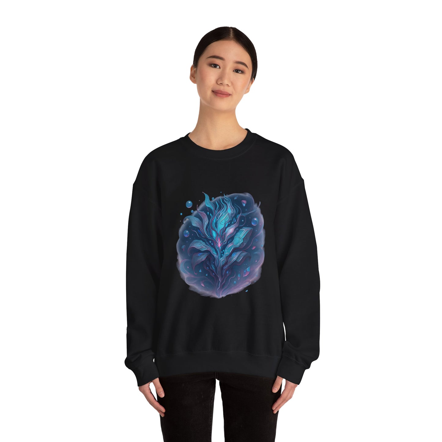 Fantasy Abstract Galaxy Leaf Sweatshirt – Trippy Cosmic Art Crewneck, Psychedelic Plant Pullover, Vaporwave Aesthetic Shirt