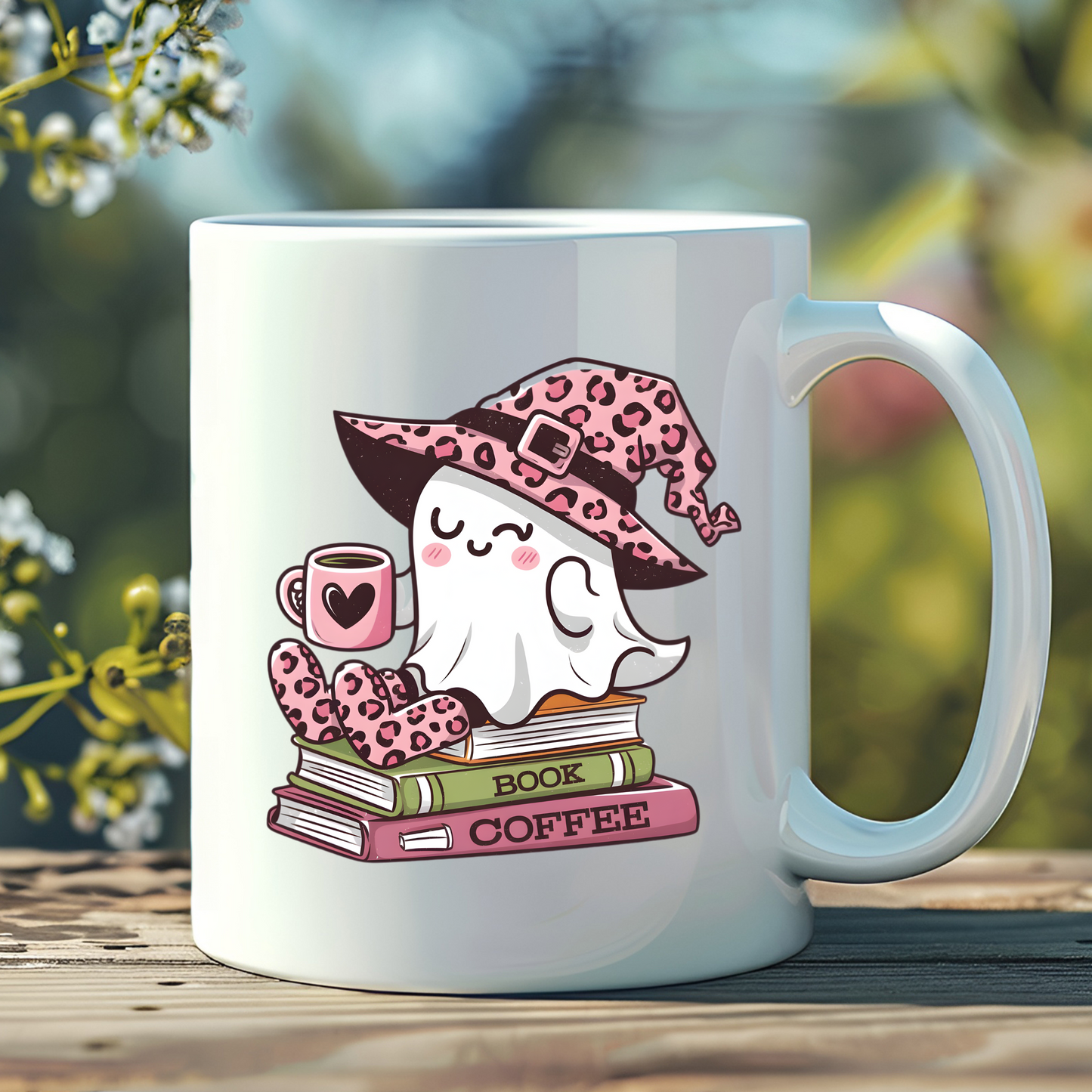 Spooky Ghost Coffee Mug, Cute Halloween Book Mug, Ghost Lover Coffee Mug, Bookworm Ghost Mug, Halloween Tea Cup, Coffee Lover Gift
