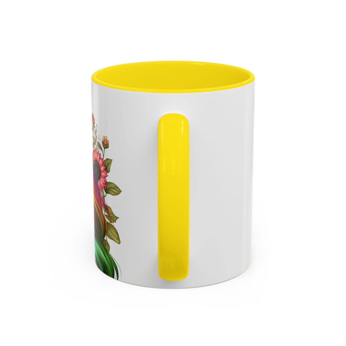 Colorful Floral Art Accent Coffee Mug - 11oz & 15oz