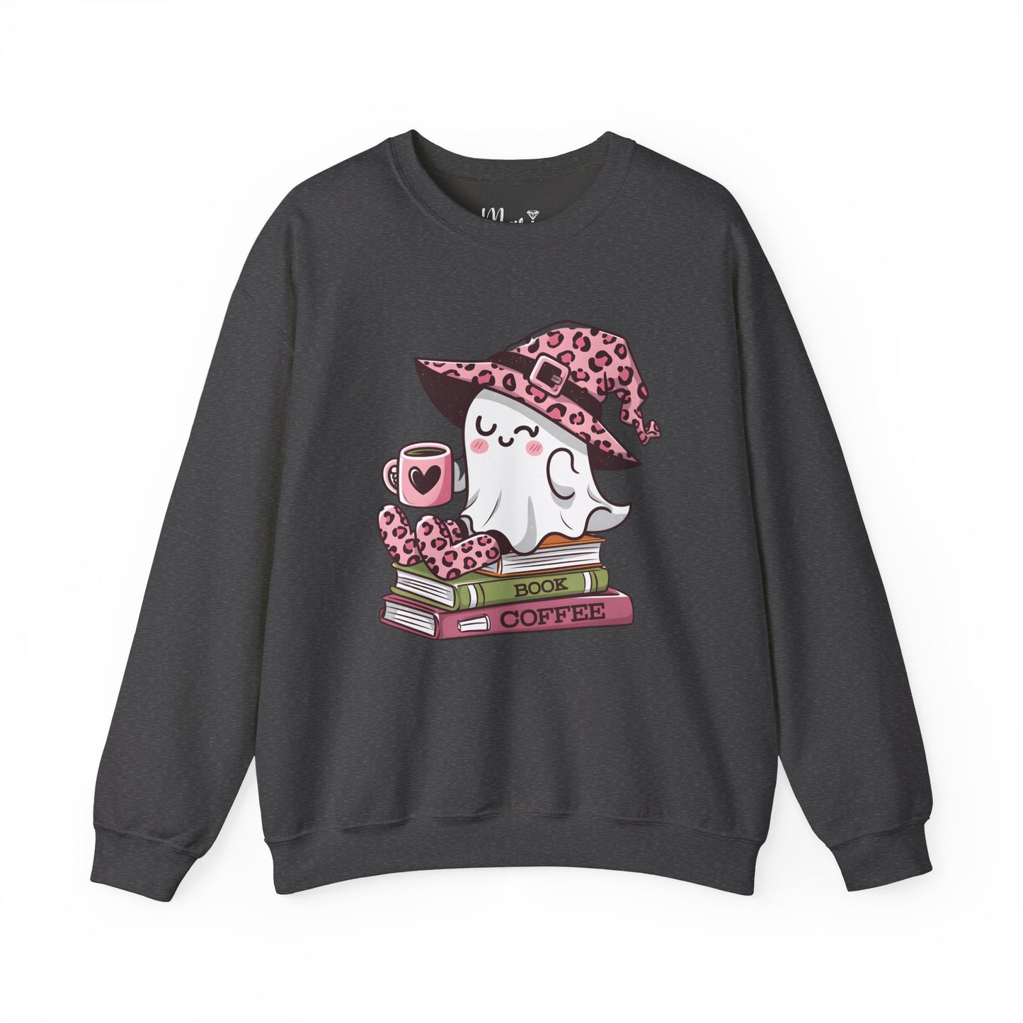 Spooky Ghost Reading Sweatshirt, Cute Halloween Coffee Jumper, Book Lover Halloween Sweater, Ghost with a Book Sweatshirt, Vintage Halloween