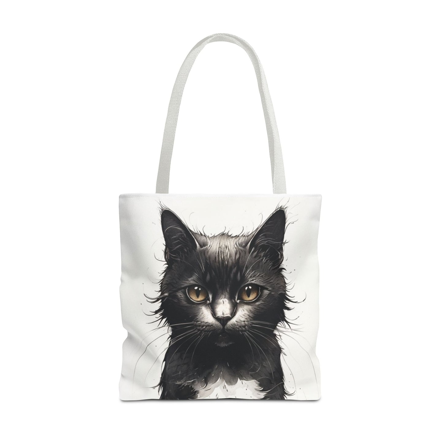 Elegant Black Cat Portrait Tote Bag - Stylish Reusable Shopping Bag for Cat Lovers