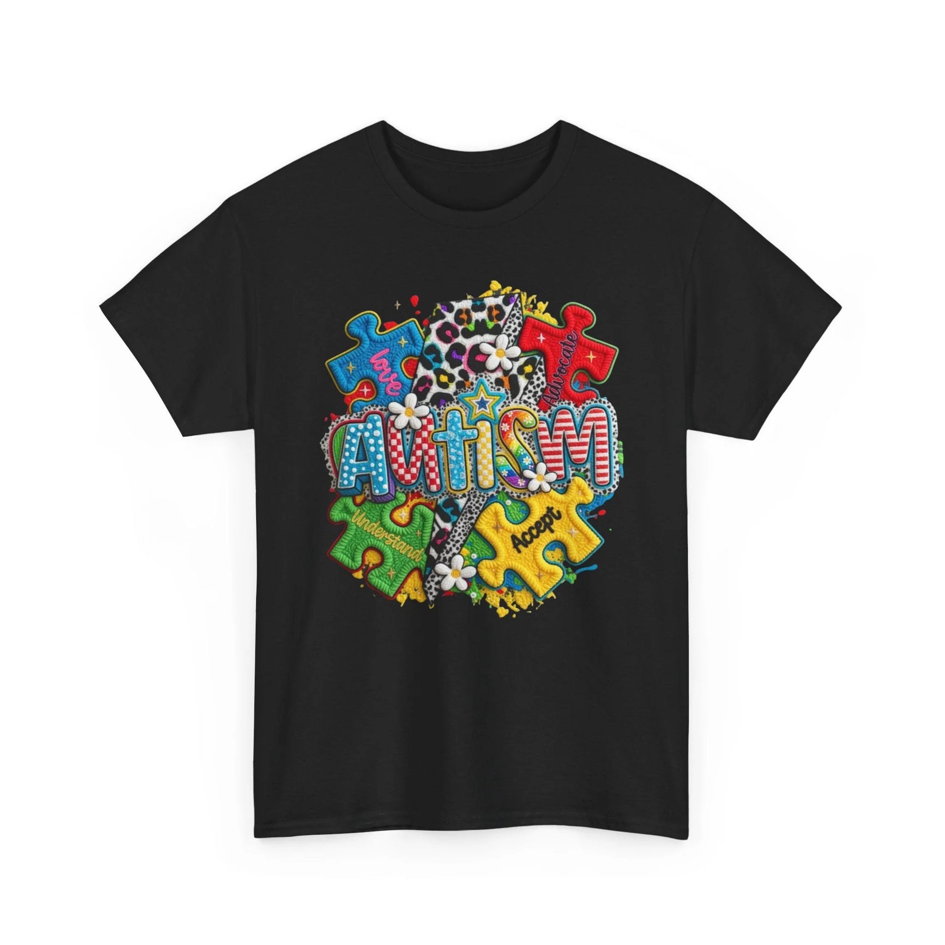 Autism Spectrum Puzzle Unisex Heavy Cotton Tee – Neurodiversity Awareness Gift Shirt by Printify