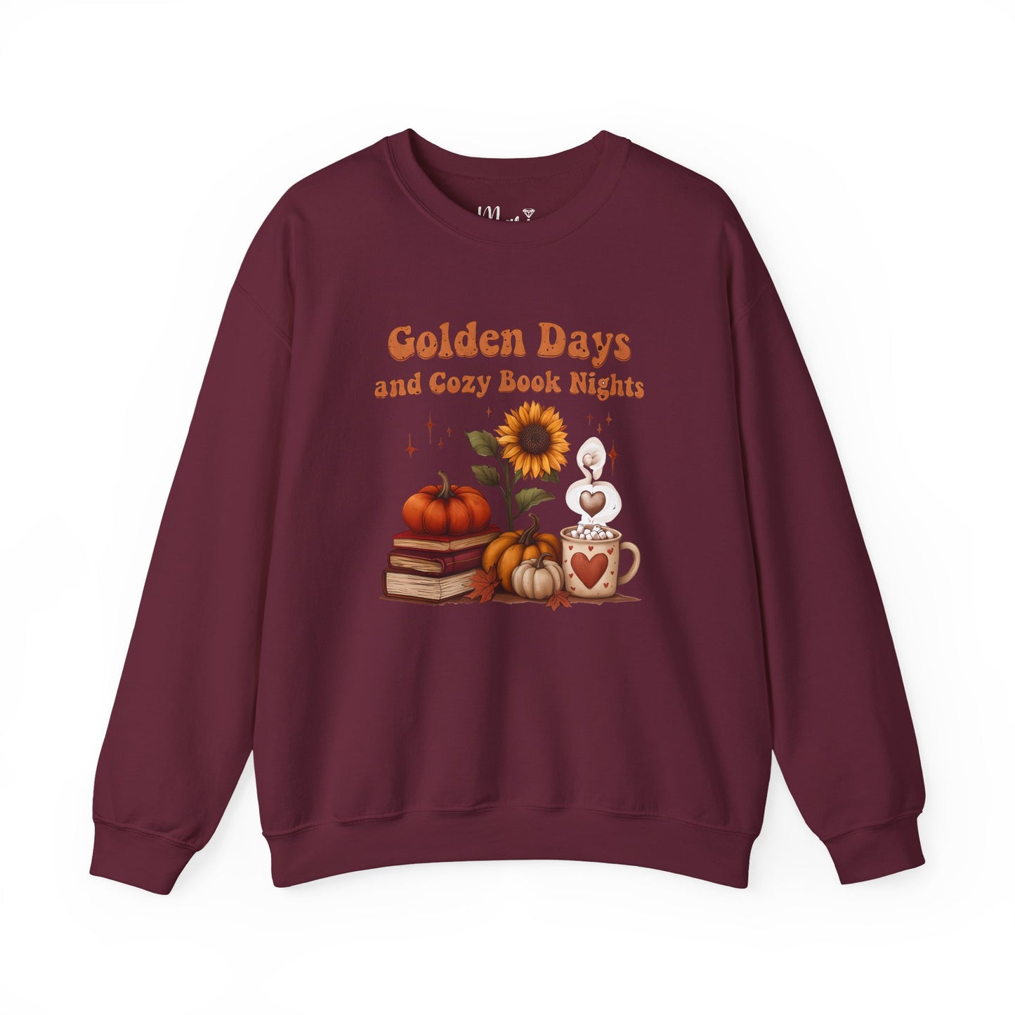 Golden Days and Cozy Book Nights Crewneck Sweatshirt, Autumn Reading Sweater, Fall Vibes Apparel, Cozy Season Bookworm Gift