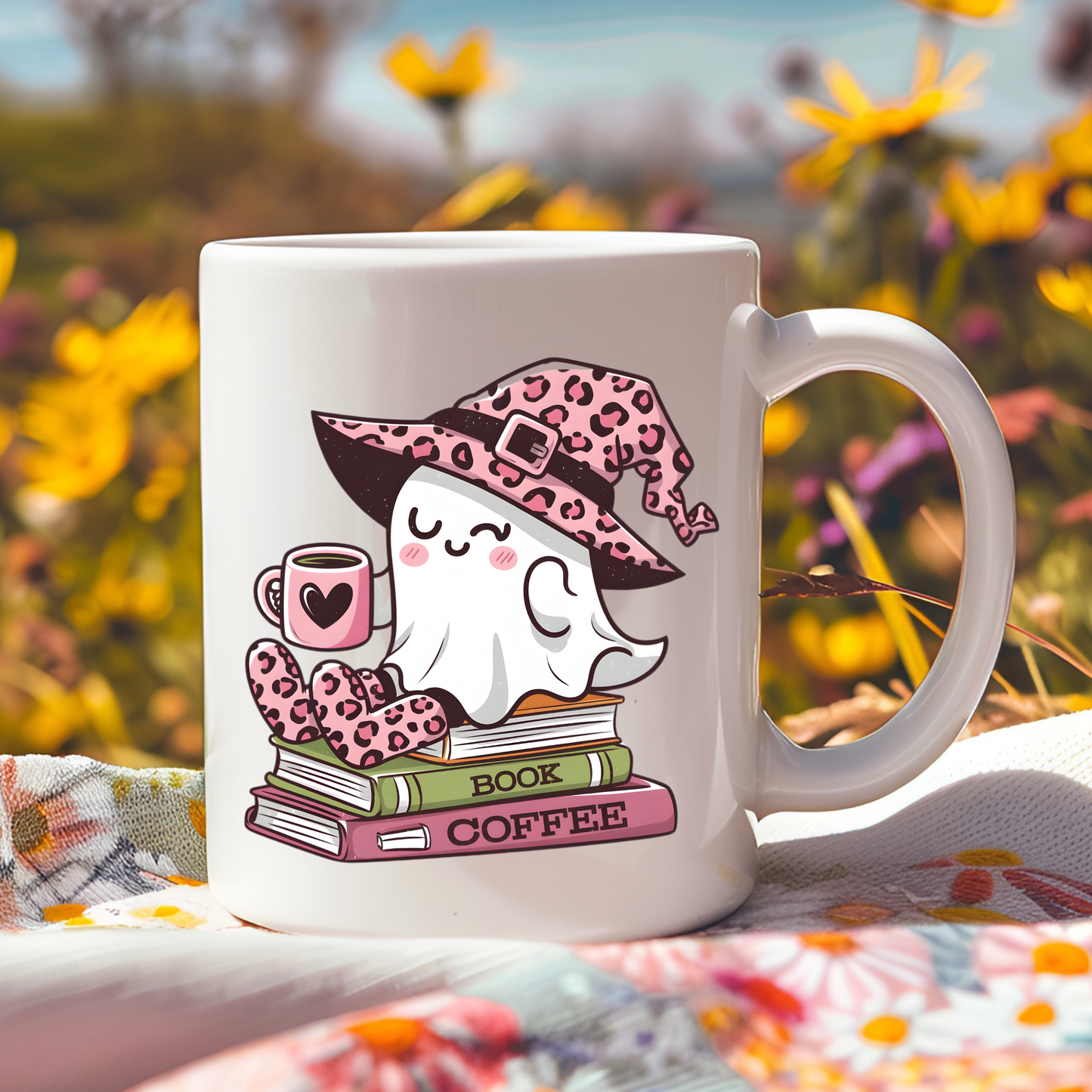Spooky Ghost Coffee Mug, Cute Halloween Book Mug, Ghost Lover Coffee Mug, Bookworm Ghost Mug, Halloween Tea Cup, Coffee Lover Gift