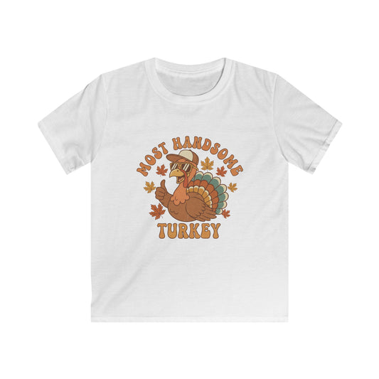 Kids Thanksgiving T-Shirt - Most Handsome Turkey Design