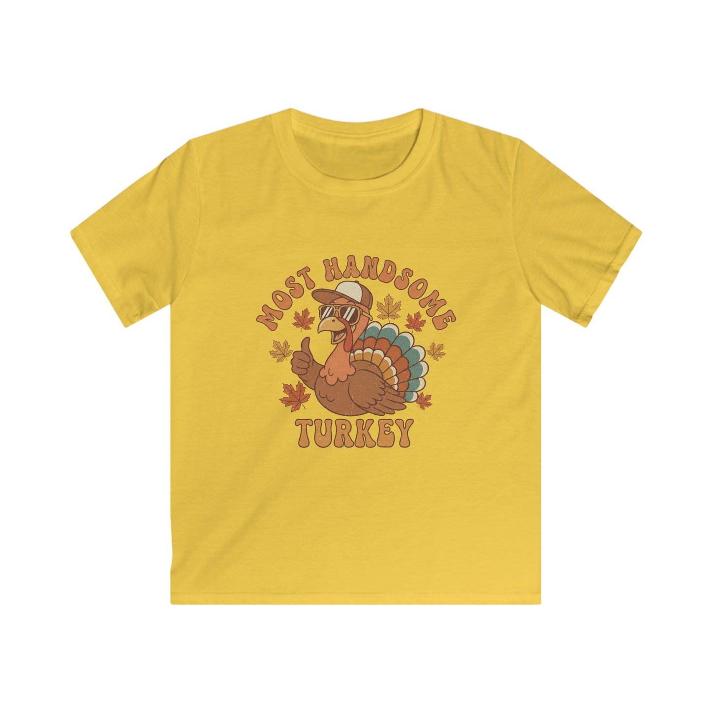 Kids Thanksgiving T-Shirt - Most Handsome Turkey Design