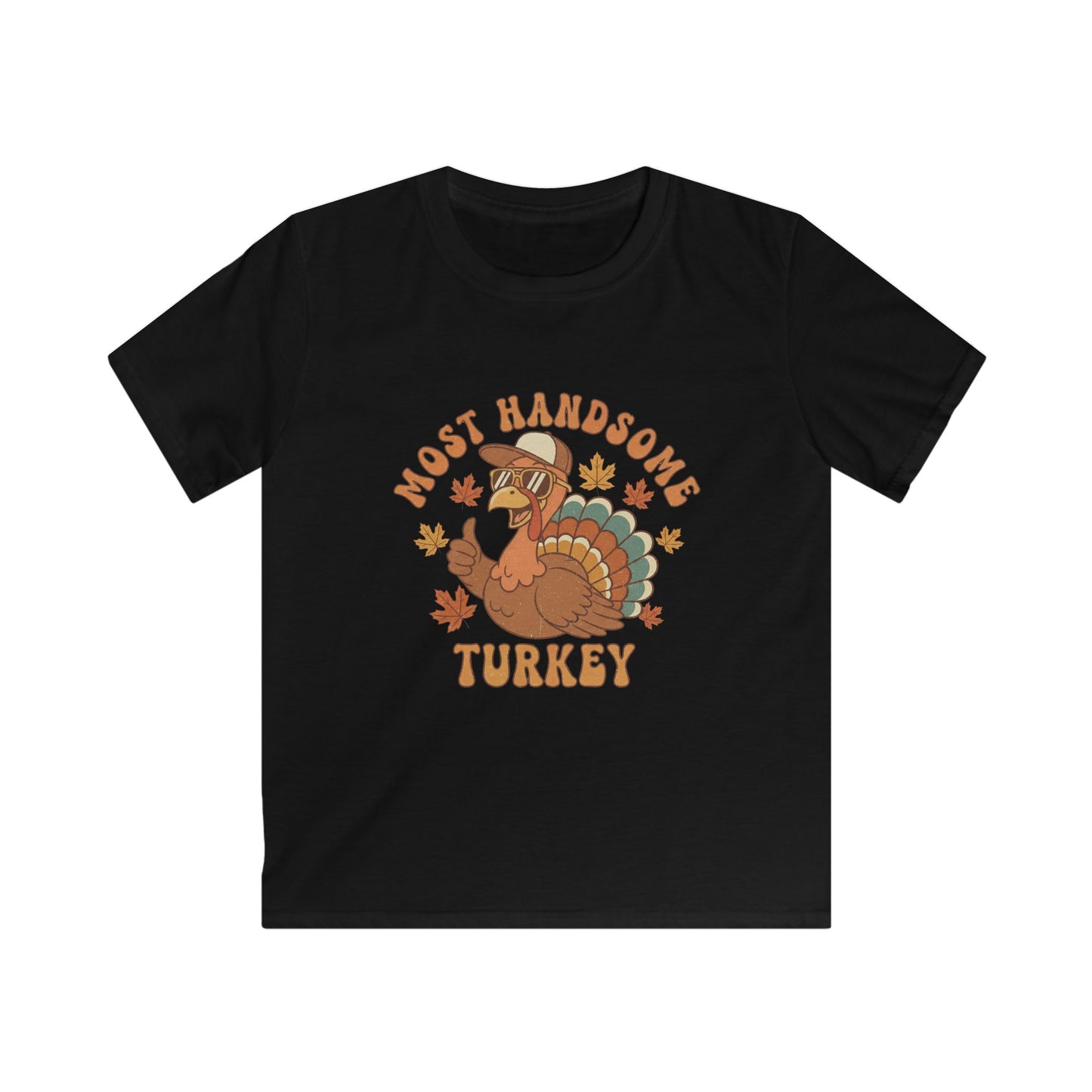 Kids Thanksgiving T-Shirt - Most Handsome Turkey Design