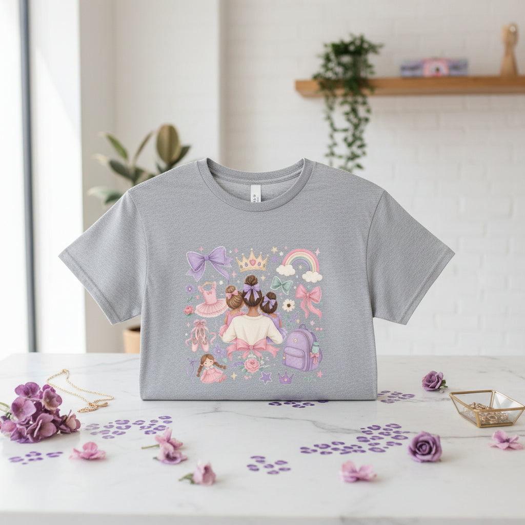 Ballet Mom Handmade Gift-Ready Unisex Graphic T-Shirt showing ballet mom shirt artwork with made to order, gift for her, graphic shirt, product image 2