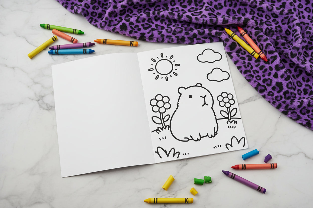 Cute Capybara Coloring Book | 12 Adorable Designs for Kids & Adults