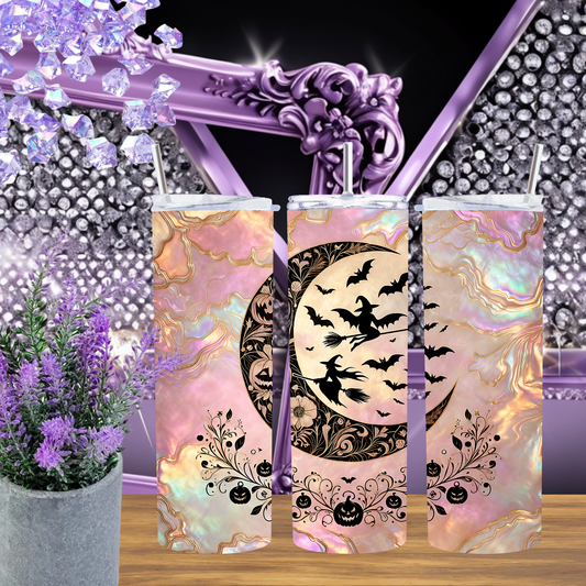 Moonlit Witch Halloween Tumbler – Custom Spooky Drinkware Gift