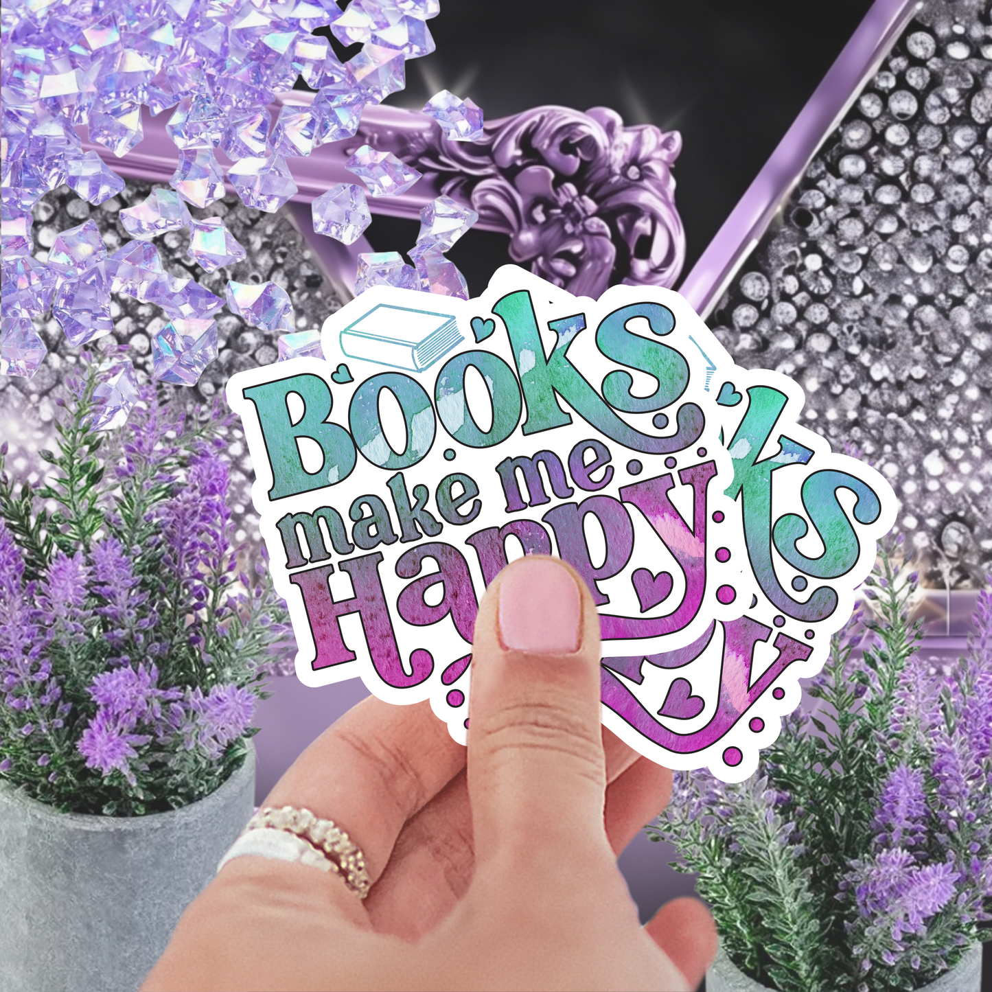 Books Make Me Happy Sticker, Book Lover Gift, Reading Sticker, Bookish Sticker, Water-Resistant Vinyl Decal