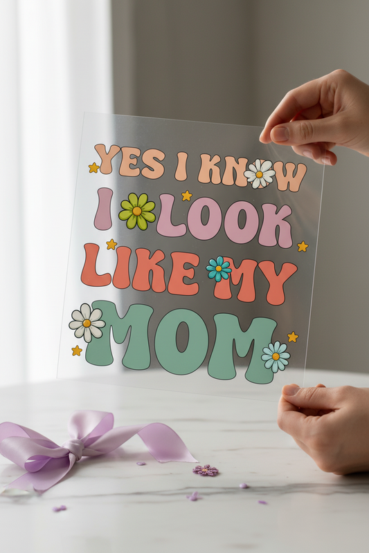 Yes, I Know I Look Like My Mom individual product photo included in the Mom Life Volume 1 five-pack DTF transfer bundle