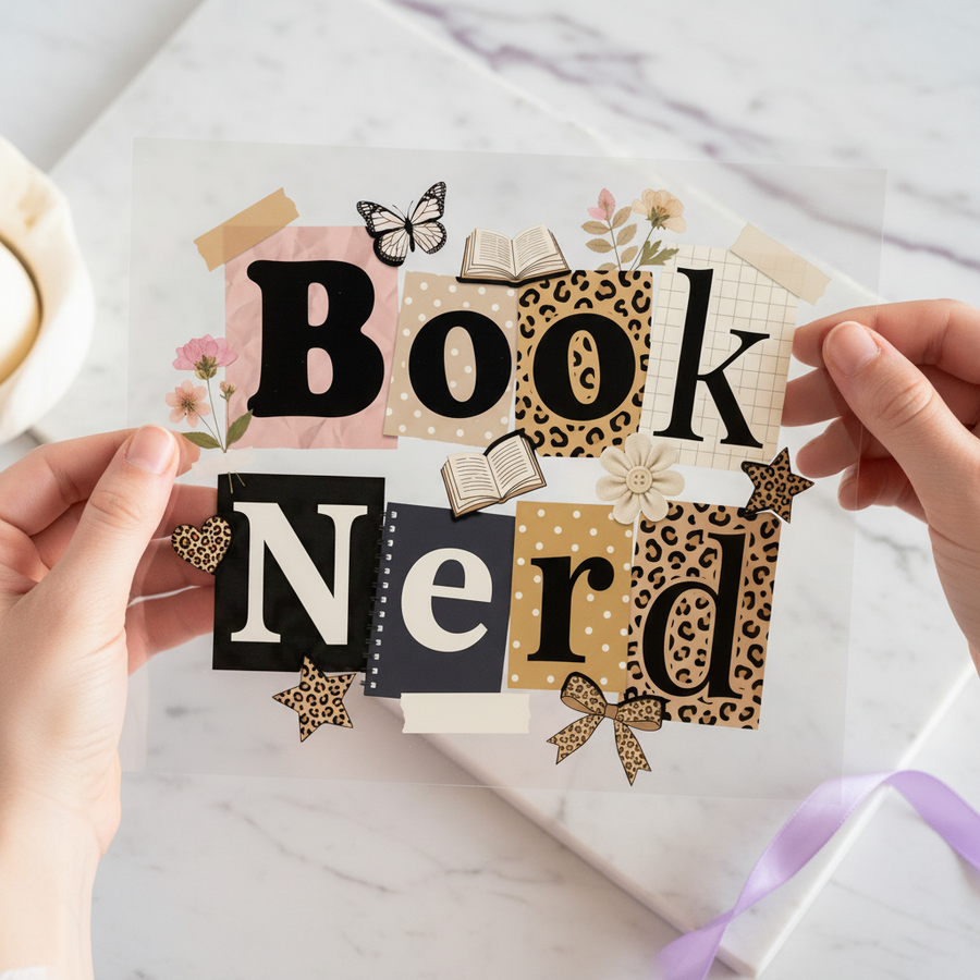 Book Nerd Handmade individual product photo included in the Book Lover Volume 1 five-pack DTF transfer bundle
