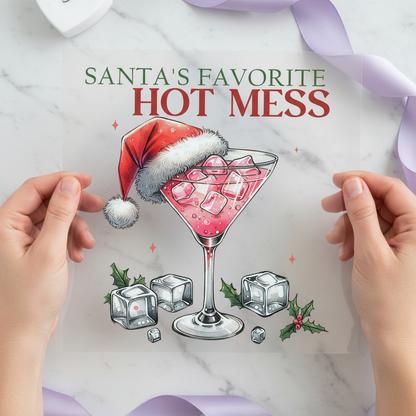 Santa's Favorite Hot Mess individual product photo included in the Christmas Volume 1 five-pack DTF transfer bundle