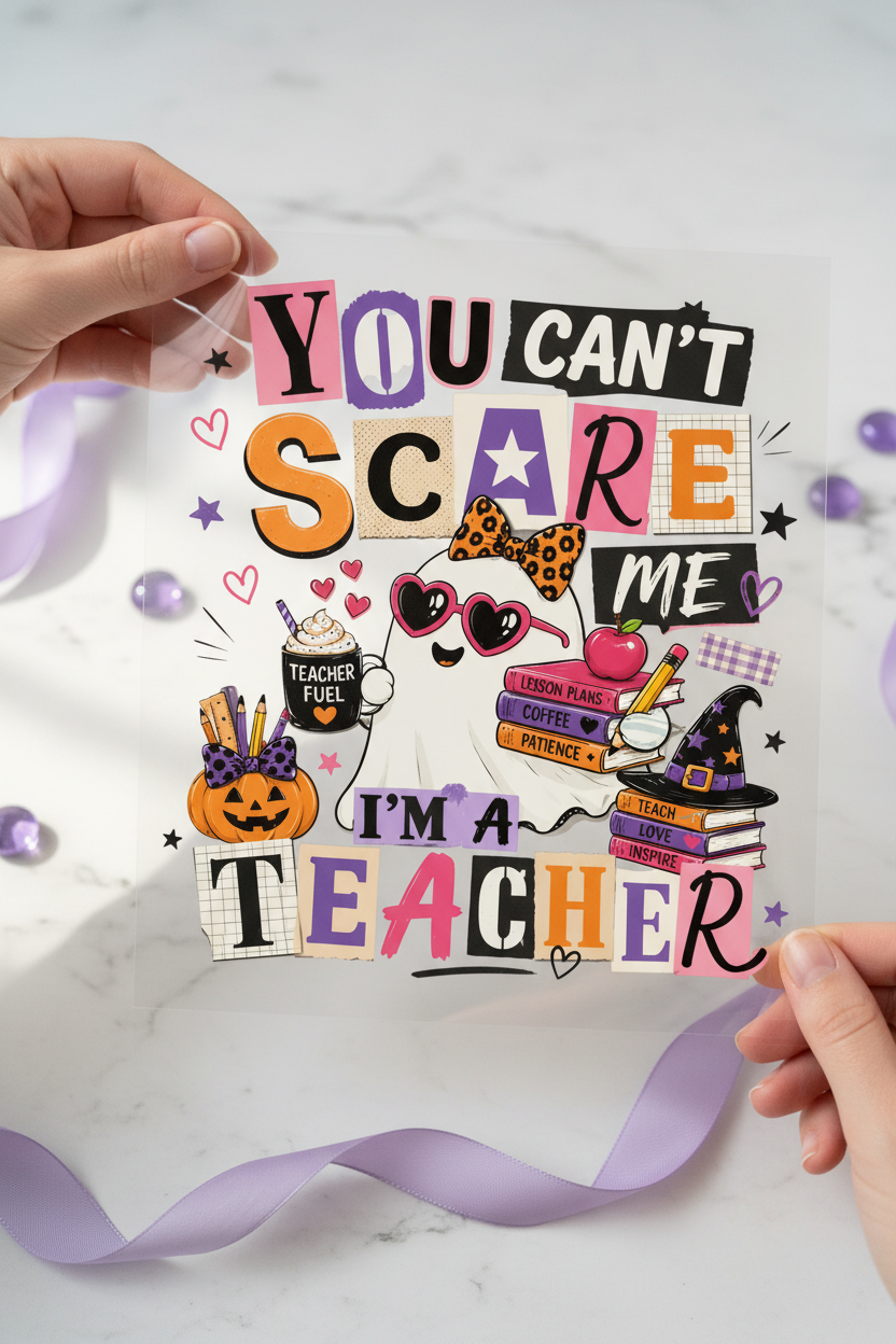 You Can't Scare Me I'm a Teacher 12x12 ready-to-press DTF heat transfer