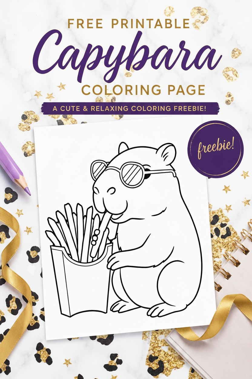 🦫 Free Capybara Coloring Page Printable