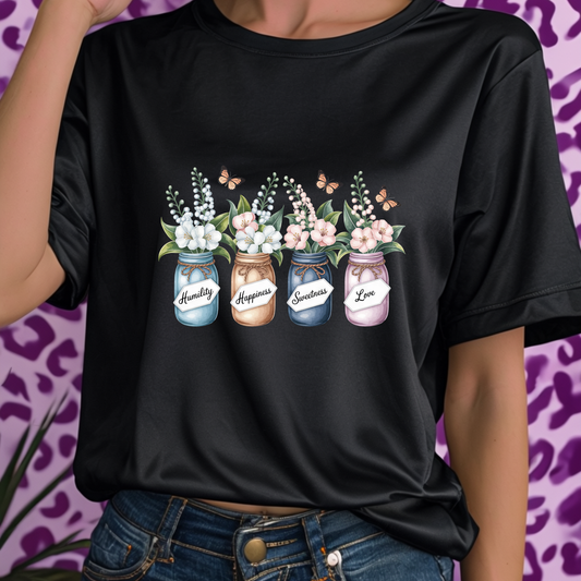 Lily of the Valley & Hawthorn Birth Flower Jar Shirt | May Purity Happiness Hope Protection | Butterfly Floral Tee