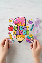 1st Grade Handmade individual product photo included in the Teacher & School Volume 1 five-pack DTF transfer bundle