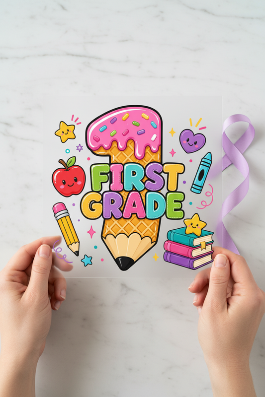 1st Grade Handmade individual product photo included in the Teacher & School Volume 1 five-pack DTF transfer bundle