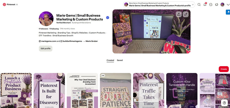 Pinterest marketing dashboard and analytics screenshot