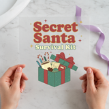 Secret Santa Survival Kit Christmas DTF transfer design