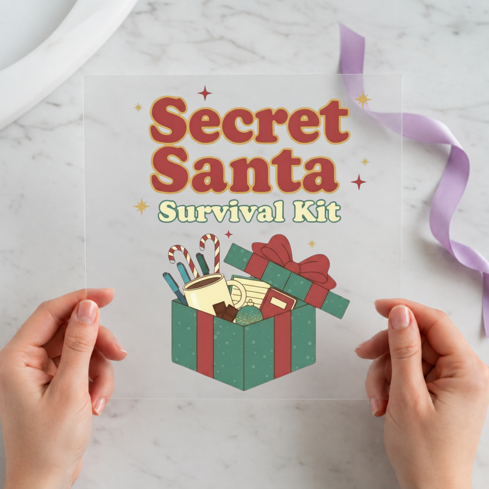Secret Santa Survival Kit Christmas DTF transfer design
