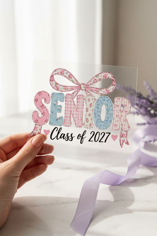Senior Class of 2027 Floral Bow individual product photo included in the Class of 2027 Senior Volume 2 five-pack DTF transfer bundle