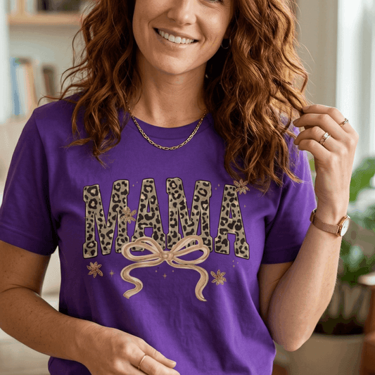 Mama Varsity T-Shirt | Leopard Mom Shirt | Trendy Mom Life Tee