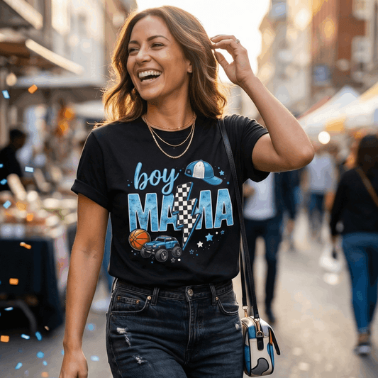 Boy Mom T-Shirt | Checkered Mom Life Tee | Cute Mom Shirt