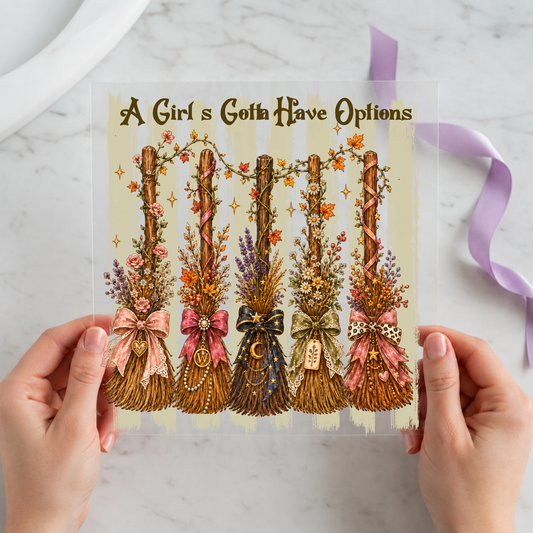 A Girl's Gotta Have Options individual product photo included in the Halloween Volume 8 five-pack DTF transfer bundle