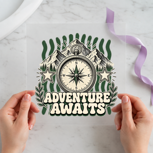 Adventure Awaits Compass Mountain individual product photo included in the Camping Adventure five-pack DTF transfer bundle