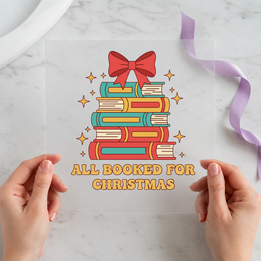 All Booked for Alternate individual product photo included in the Christmas Book Lover Curated Mix 2 five-pack DTF transfer bundle