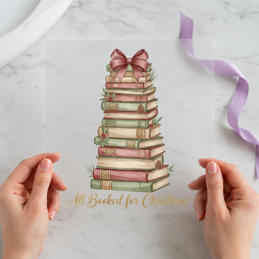 All Booked for Classic individual product photo included in the Christmas Book Lover Curated Mix 2 five-pack DTF transfer bundle