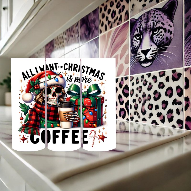 All I Want for Christmas is Coffee 20 oz Tumbler – Edgy Christmas Skull Design - Marie Gems