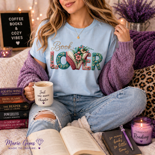 Book Lover T-Shirt | Floral Reader Tee | Aesthetic Book Graphic Shirt