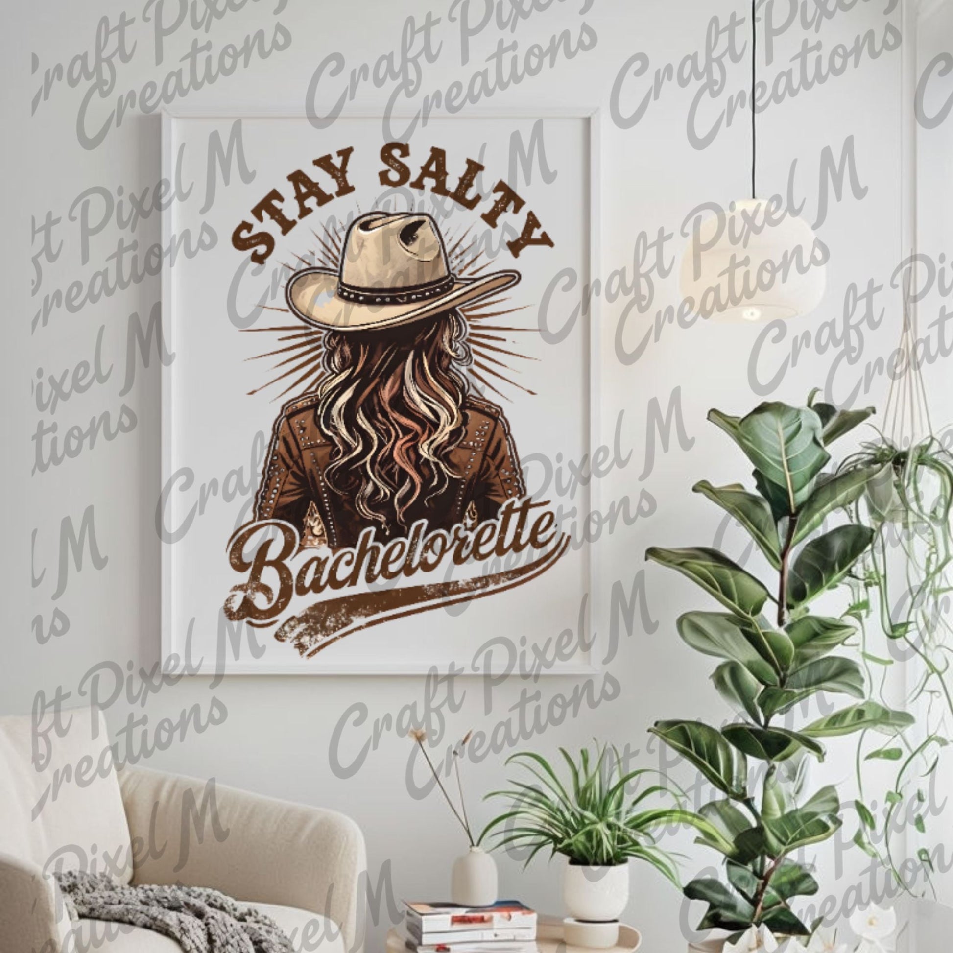 Bachelorette Wall Art Stay Salty Cowgirl, Clipart Bachelorette Decor, Western Cowgirl PNG, Bachelorette Print - Marie Gems