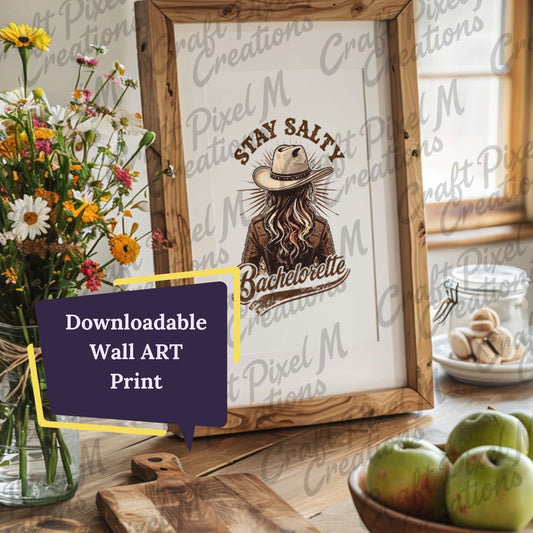 Bachelorette Wall Art Stay Salty Cowgirl, Clipart Bachelorette Decor, Western Cowgirl PNG, Bachelorette Print - Marie Gems