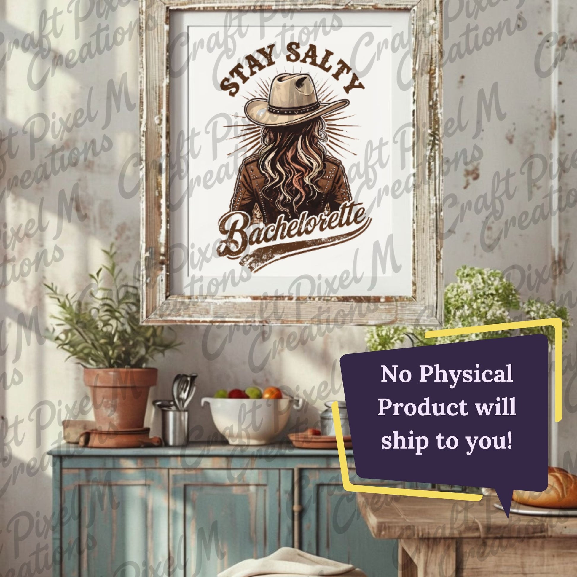 Bachelorette Wall Art Stay Salty Cowgirl, Clipart Bachelorette Decor, Western Cowgirl PNG, Bachelorette Print - Marie Gems