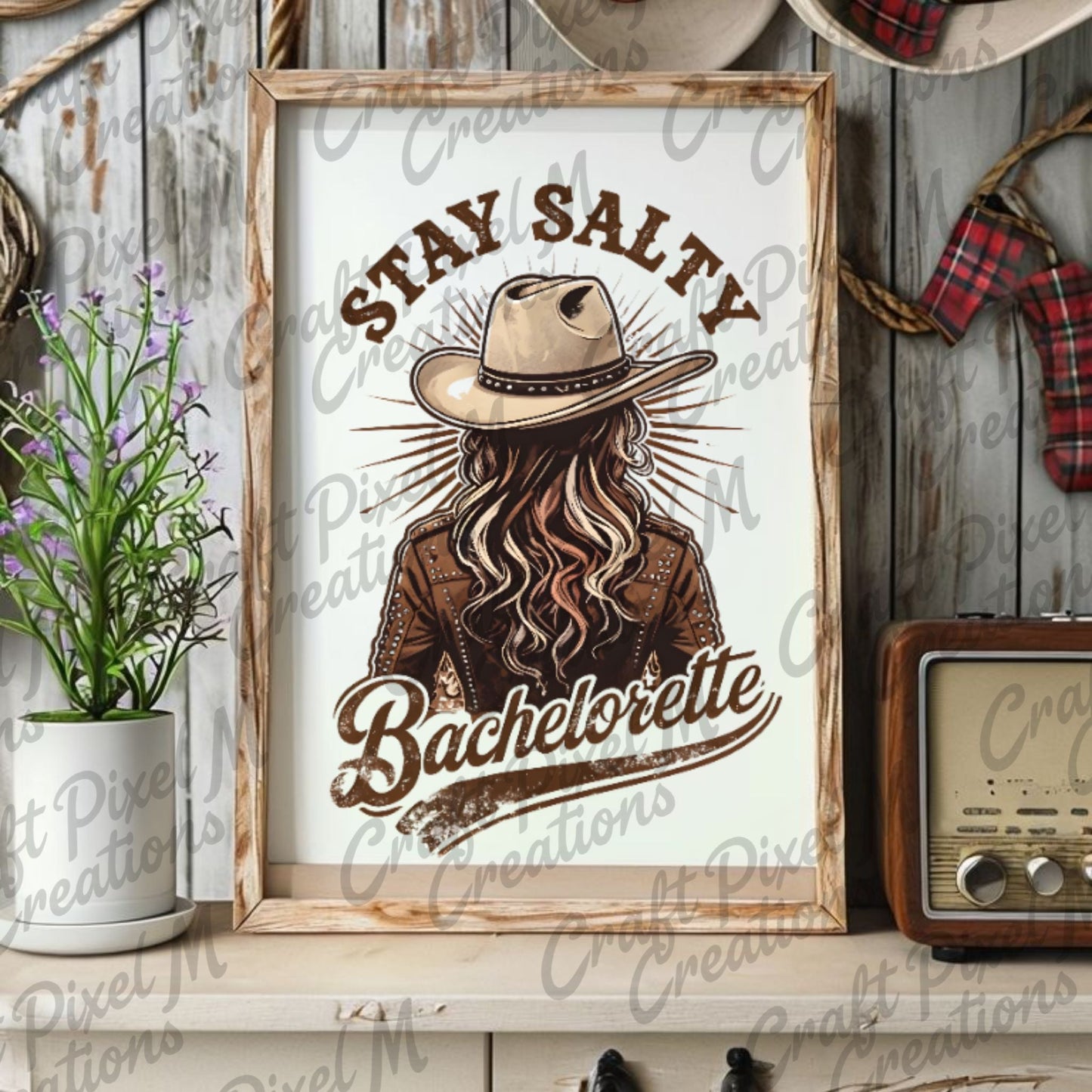 Bachelorette Wall Art Stay Salty Cowgirl, Clipart Bachelorette Decor, Western Cowgirl PNG, Bachelorette Print - Marie Gems